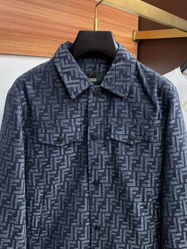 FND All-Over Pattern Button-Front Jacket - Navy Blue