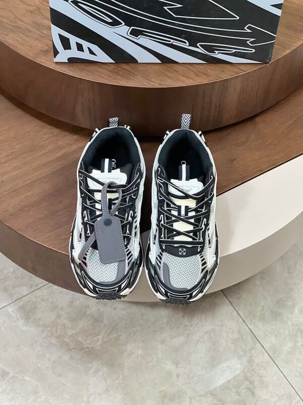 OFFW Mesh Trainers with Graphic Panel Details - Black/White