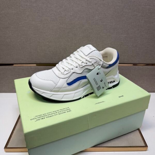 OFFW White Trainers with Blue Accent