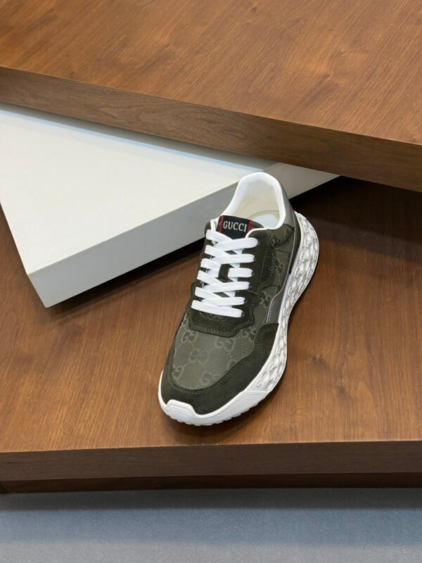 GCCI Trainers with Contrast Panels and Textured Sole - Olive Green