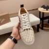CLB Trainers with Studded Toe and Check Side Panels - White/Gold