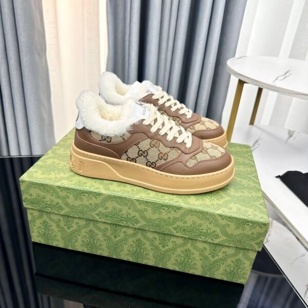 6ea129d7 GCCI Monogram Trainers with Plush-Lined Collar - Brown