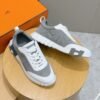 HRMS Leather & Suede Trainers – Grey with White Accents