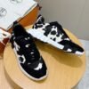HRMS Cow-Print Canvas & Leather Low-Top Trainers – Black & White