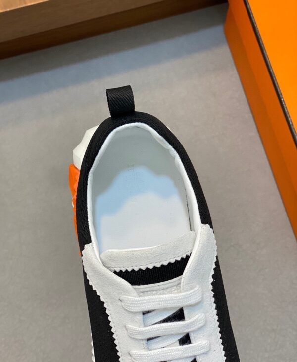 HRMS Mesh Low-Top Trainers – Black & White with Orange Detail