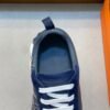HRMS Circuit Board Pattern Suede & Leather Trainers – Navy Blue