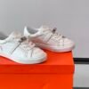 HRMS Day Leather Trainers with Palladium-Plated Kelly Buckle – All White