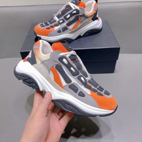AMR Mesh & Suede Bone Runner Trainers – Grey Black & Orange
