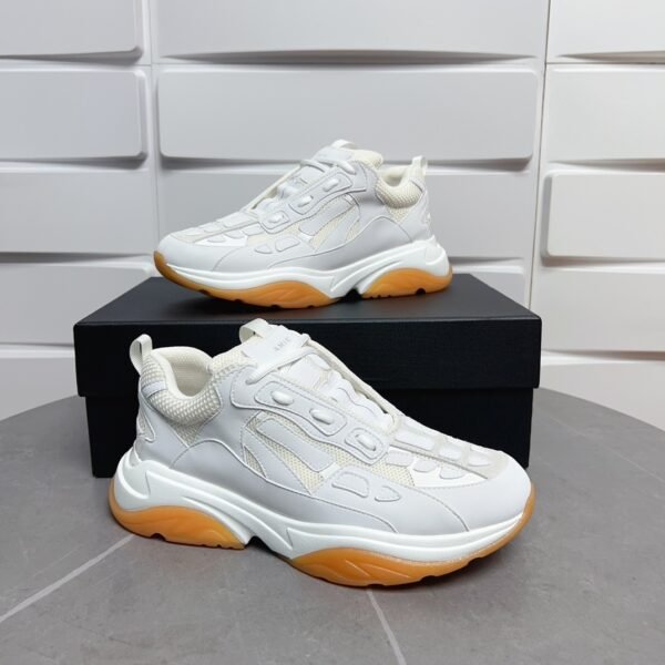 7 AMR Mesh & Suede Gum Sole Bone Runner Trainers – Off-White