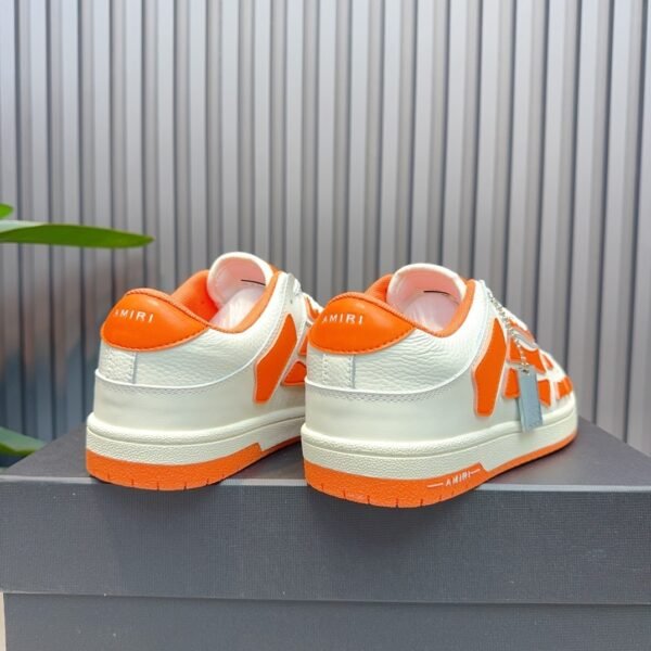 AMR Skel Leather Trainers – White with Orange Accents