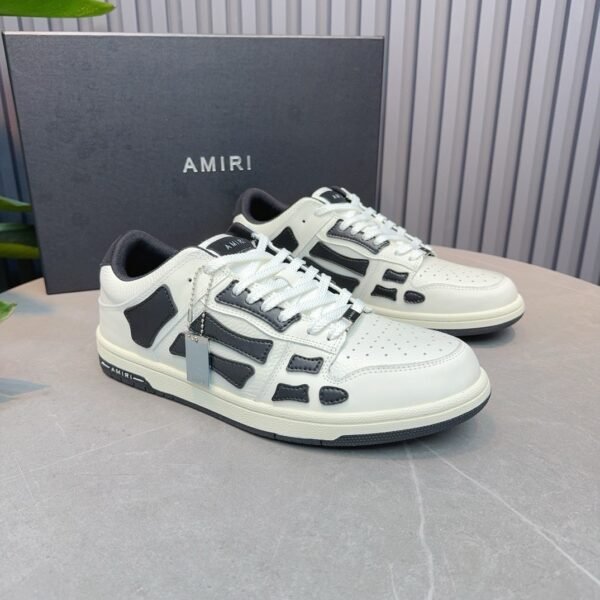 AMR Skel Leather Trainers – White with Black Accents