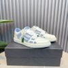 AMR Skel Leather Trainers – White with Baby Blue Accents