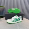 AMR Skel Leather Trainers – White with Green Accents