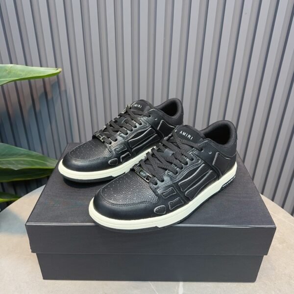 7 AMR Skel Leather White Mid Sole Trainers – Black