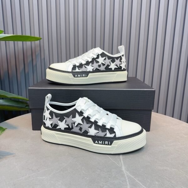 AMR Stars Court Low Mesh & Leather Trainers - Black & White