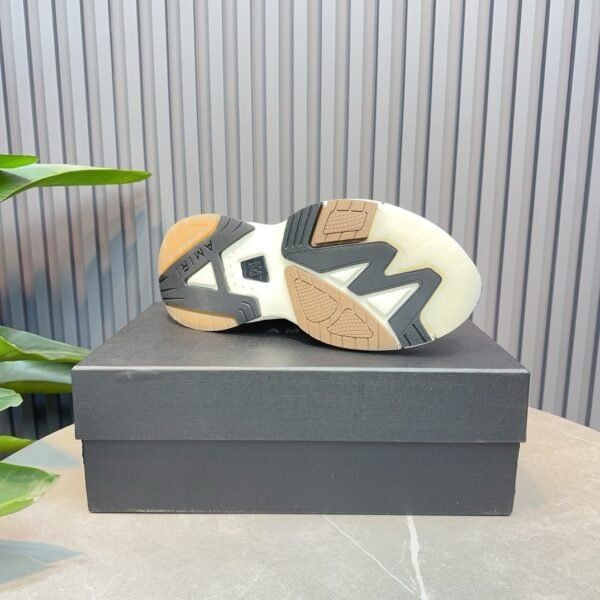 7 AMR Mesh & Leather Runner Trainers - White & Brown