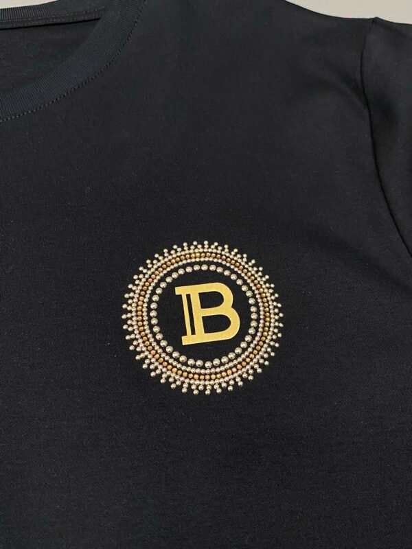 BLMN Gold Tone Logo-Print Long-Sleeve Tee Crewneck Jumper