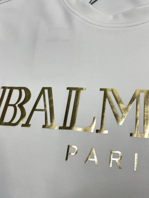 BLMN Paris Gold Foil Logo Crewneck Cotton T-Shirt