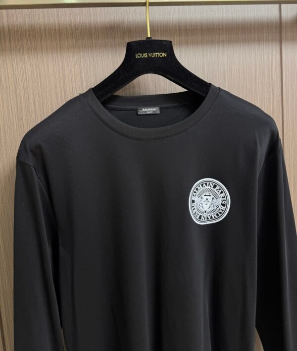 BLMN Paris Logo Patch Crewneck Long-Sleeve Jumper - Black