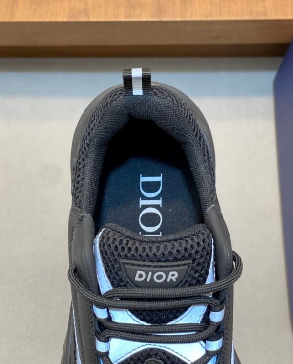 7 DXR Technical Mesh & Leather Trainers – Black Reflective