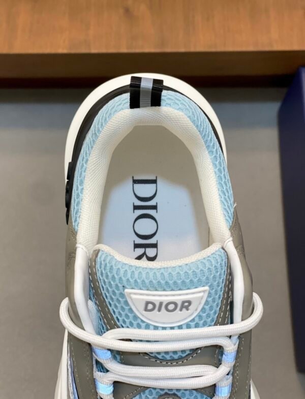 DXR Technical Mesh & Leather Trainers – Grey & Blue