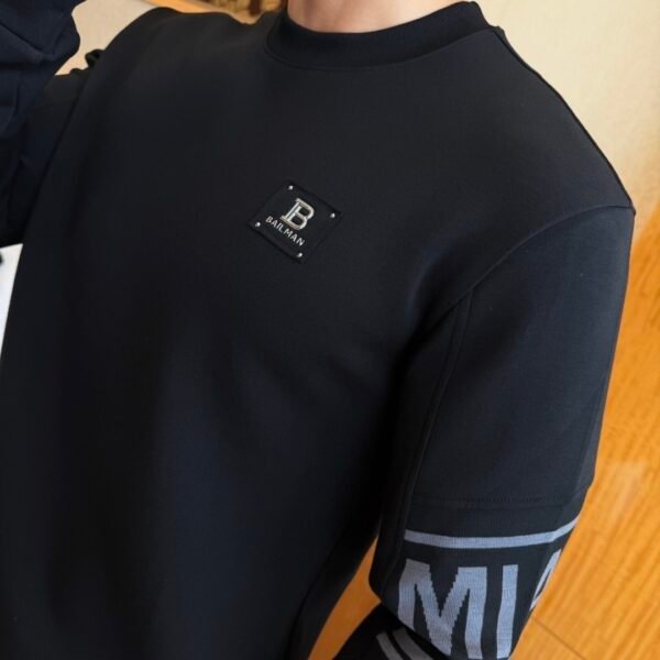 7 BLMN Logo-Print Long-Sleeve Tee Jumper - Black