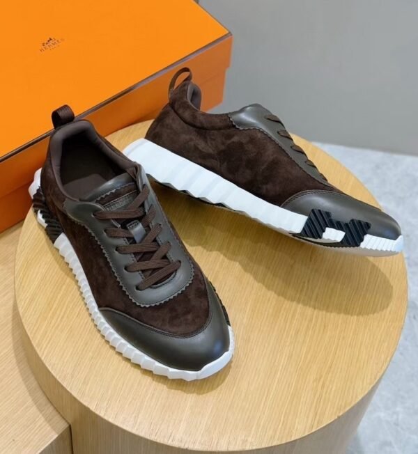 HRMS Leather & Suede Trainers – Brown with Black Accents