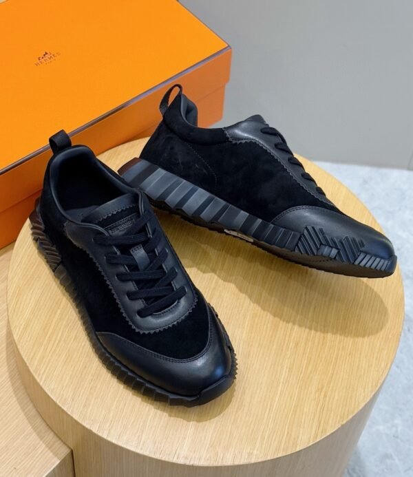 7 HRMS Leather & Suede Trainers – Triple Black