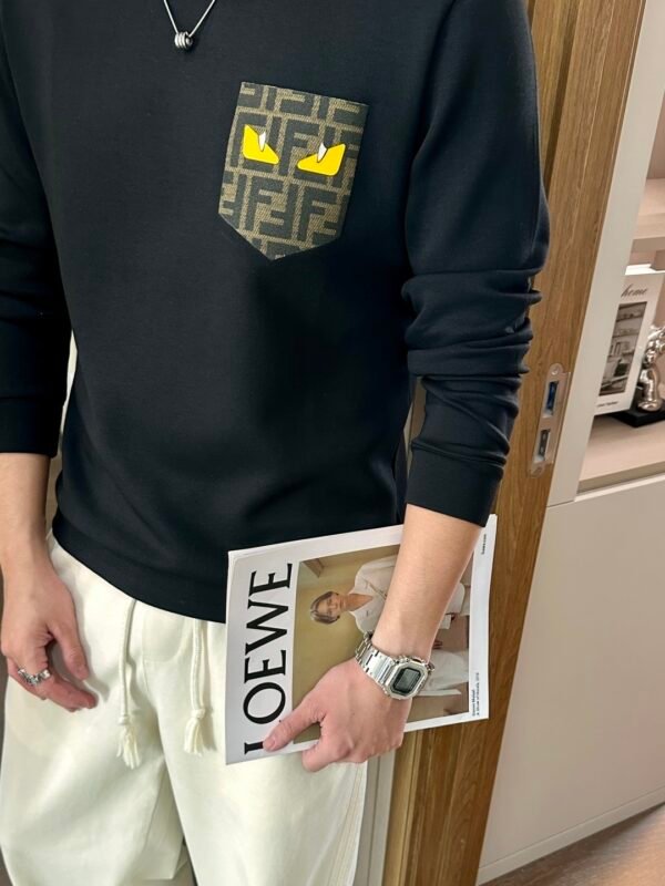 70074db4 FND Crew Neck Jumper with Graphic Eye Detail - Black