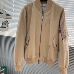 BRBY Zip-Up Jacket with Ribbed Collar - Light Beige