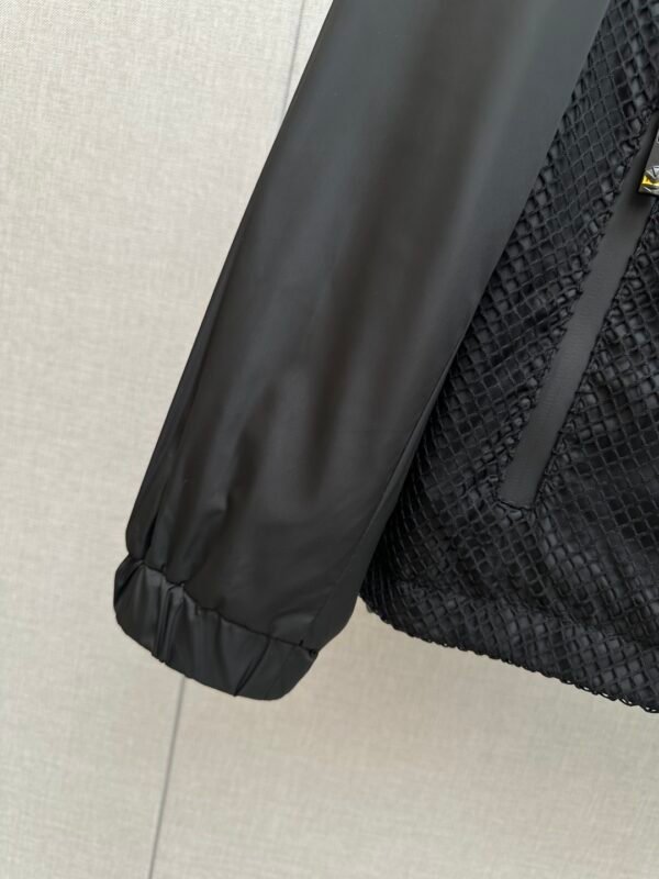 FND Hooded Zip-Up Jacket with Mesh Pocket Detail - Black