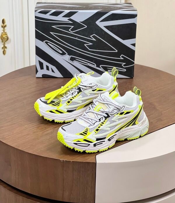 OFFW Mesh Trainers with Graphic Panel Details - White/Yellow