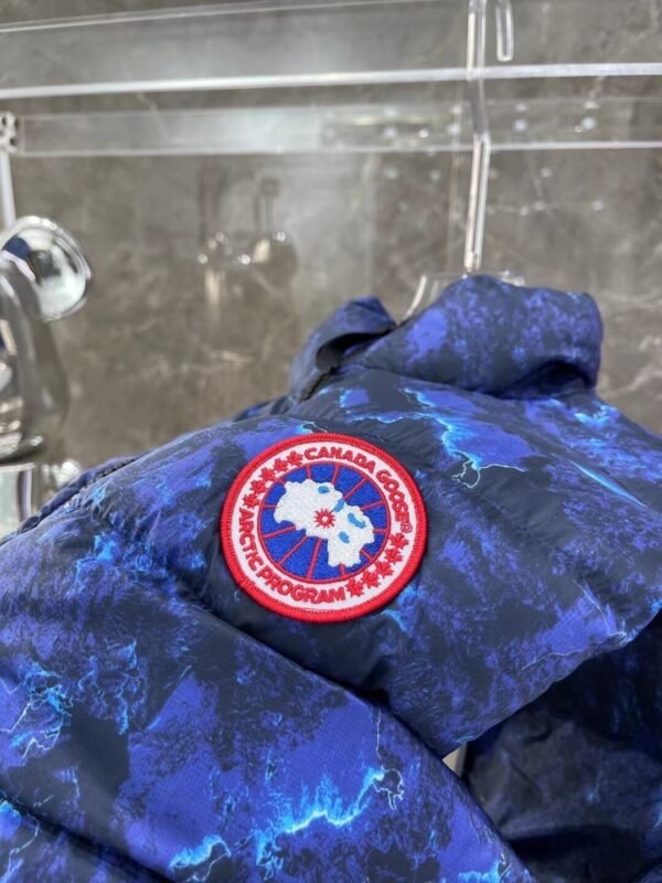 CG Quilted Puffer Jacket with Abstract Print - Navy Blue