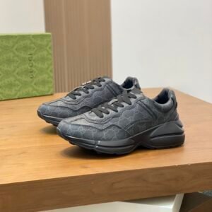 GCCI Trainers with All-Over Monogram Pattern -Black