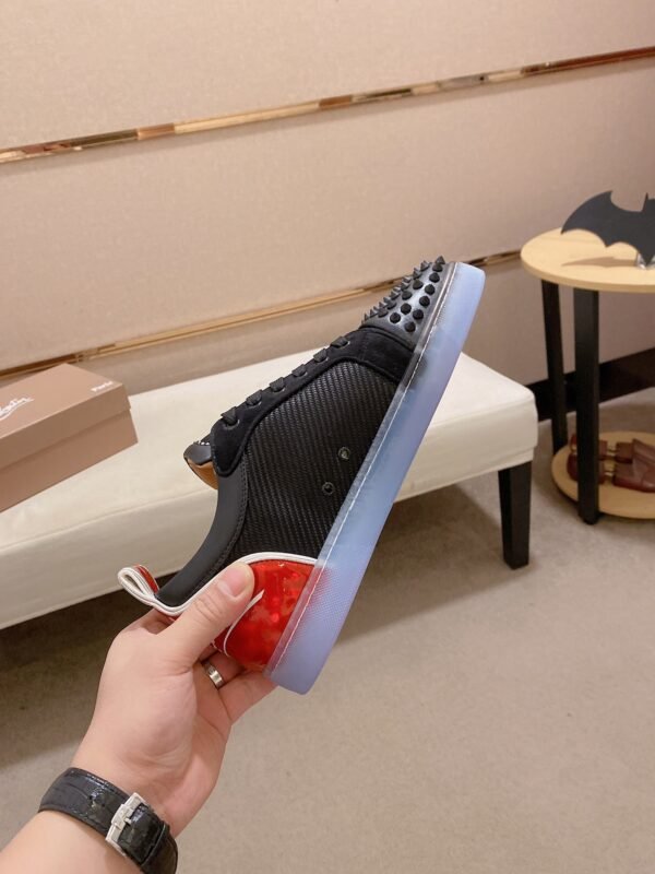 CLB Trainers with Studded Toe Detail and Red Heel Accent - Black