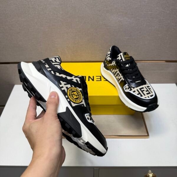 FND Low-Top Chunky Trainers with All Over Pattern - Black/Cream