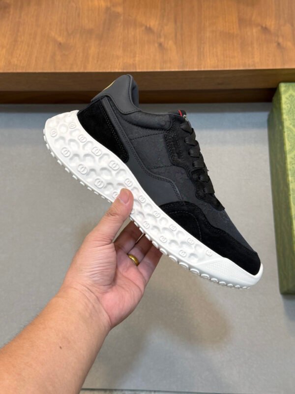 75a58971 GCCI Trainers with Contrast Panels and Textured Sole - Black