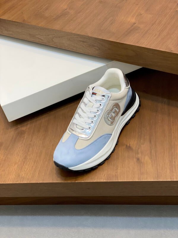 7793ee53 GCCI Low-Top Trainers with Logo Patch - Ice Blue/Beige