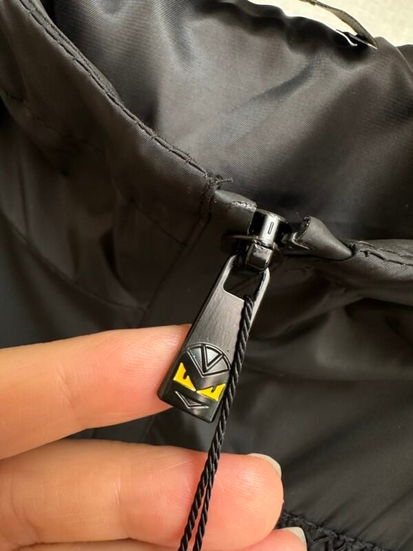 FND Hooded Zip-Up Jacket with Mesh Pocket Detail - Black