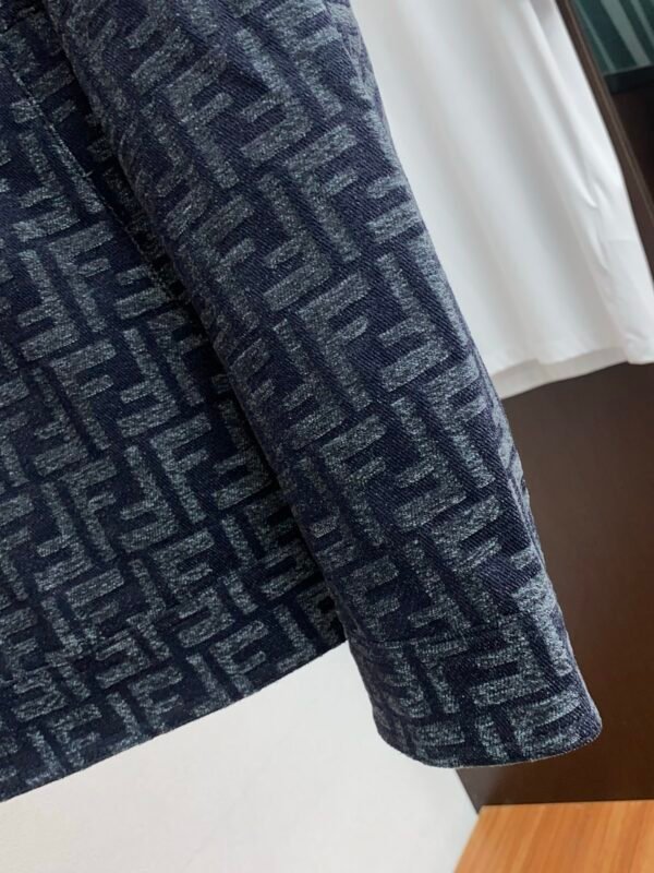 FND All-Over Pattern Button-Front Jacket - Navy Blue