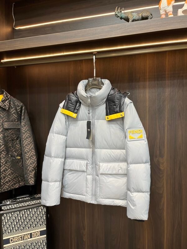 7829dbf0 FND Hooded Puffer Jacket with Contrast Lining - White