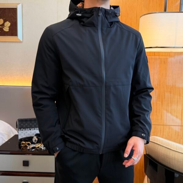 BRBY Hooded Zip-Up Jacket - Black
