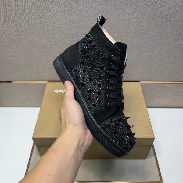 CLB High-Top Trainers in Black with Studded Toe and Side Panels