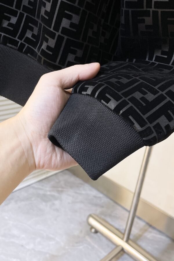 FND All-Over Monogram Zip-Up Hoodie - Black