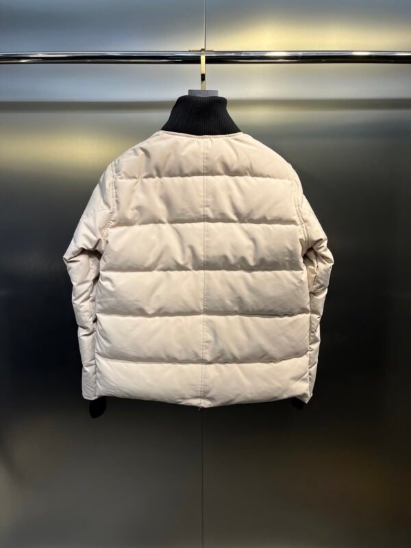 CG Puffer Jacket with Ribbed Collar - White