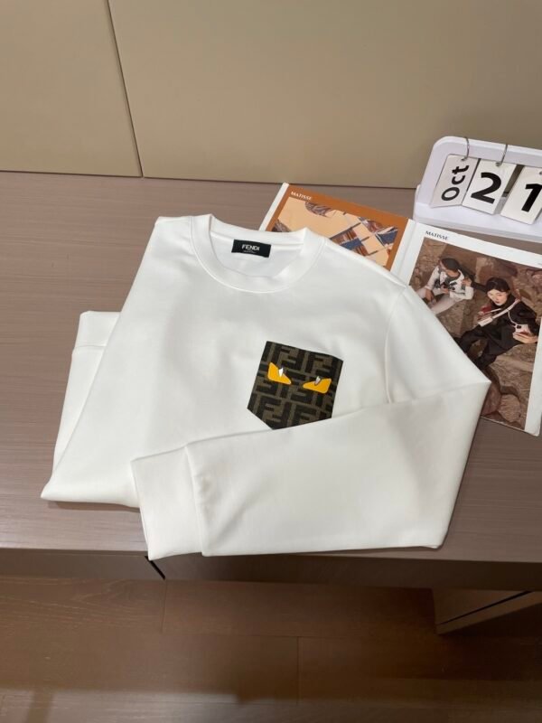 7c6a1ddc FND Crew Neck Jumper with Graphic Eye Motif - White