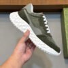 GCCI Trainers with Contrast Panels and Textured Sole - Olive Green