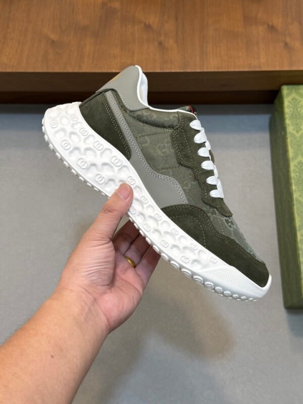 GCCI Trainers with Contrast Panels and Textured Sole - Olive Green