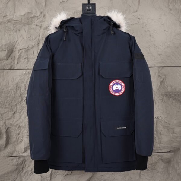CG Utility Parka Coat with Fur-Trim Hood - Navy Blue