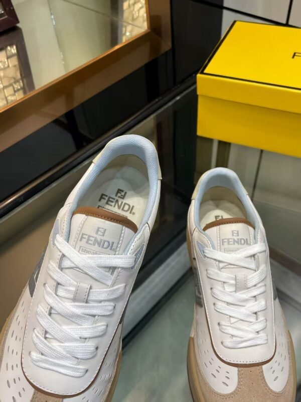 7d88bb0a FND Low-Top Trainers with Logo Panel - White/ Sand Beige